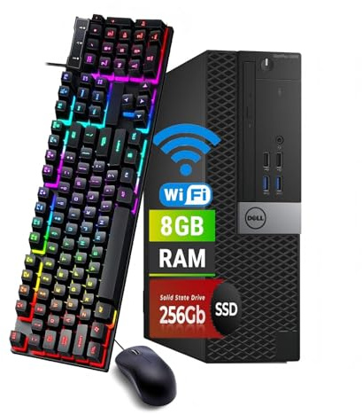 Dell OptiPlex 3046 SFF PC Desktop Computer, Intel Core i5-6500U, 8 GB RAM, SSD de 256 GB, Bluetooth, teclado QWERTY, ratón, USB WiFi, Windows 11 Pro (reacondicionado)