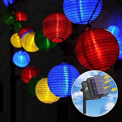 Meisterhome® Solar Lichterketten Lampions Außen, 3,6M - 20 LED Laternen Lichterkette Außen Wasserfest, Solar Beleuchtung für Garten, Hof, Balkon, Hochzeit, Fest Deko (Bunt) [Energieklasse A+++]