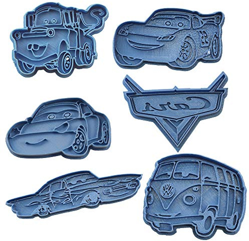 Cuticuter Cars Lot de 6 emporte-pièces en Plastique Bleu 16 x 14 x 1,5 cm