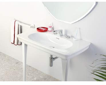 Lavandino Consolle Serie Civitas in ceramica bianco 90x50 cm - Made in Italy (Coppia di gambe in ceramica bianca)
