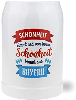 Bavariashop Bierkrug Schönheit, 0,5 Liter, Zünftige Geschenkidee für Bierfreunde