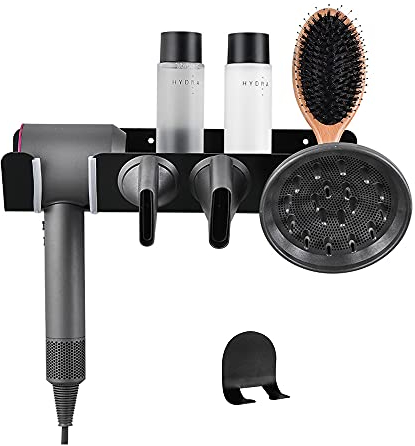 Hosoncovy Haartrockner Wandhalterung Ständer Föhn Rack Hook Organizer für Dyson Supersonic Haartrockner (Schwarz)
