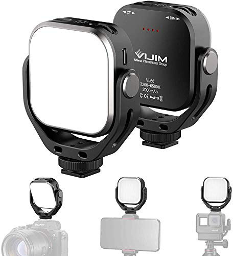 ULANZI VL66 Lampe vidéo LED RGB Rotative, Batterie Rechargeable 2000 mAh, 2500-6500 K CRI95 + Mini Lampe de Remplissage Portable à Intensité Variable, pour Appareil Photo Reflex Numérique, Caméscope