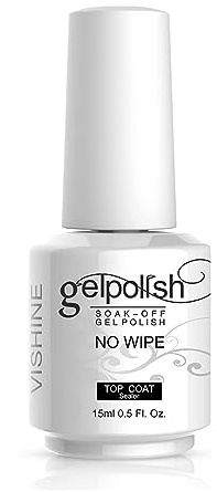 Vishine Top Coat- 15ML No Wipe Top Coat Gel Nail Polish High Gloss Shine Finish Long Lasting Home DIY Professional Manicure