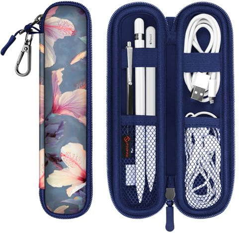 FINTIE Custodia Compatibile con Apple Pencil Pro/(USB-C)/Apple Pencil 1a/2a Gen - AntiGraffio Neoprene Morbido Borsa Trasporto Sleeve Pouch per Samsung Stylus & Surface Pen, Hibiscus