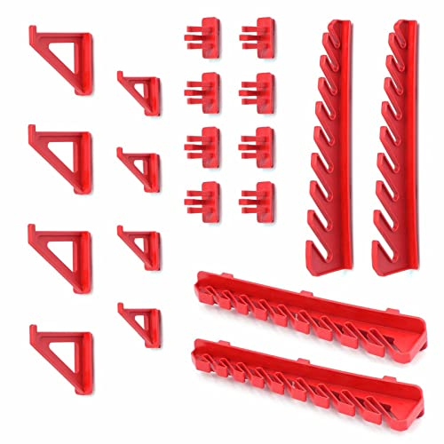 Kistenberg 20-Piece Tool Wall Set Accessories Perforated Wall Tool Holder Tool Holder for Workshop Garage Plastic Red