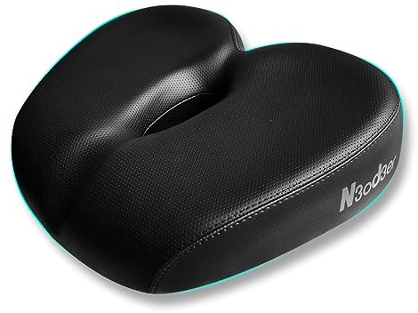 N3od3er Comfortable Bicycle Saddle for Exercise and Road Bicycle Oversized Comfort Seat for Stationary Extra Wide Replacement Padded Bike Saddle Cushion for Women and Men (Noseless)