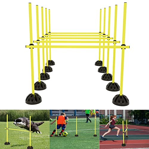 YRHome Sprungstangen-Set Trainingsstangen für Agility konditionelles KoordinationshürdenTraining 15 Stangen - 100 cm, 10er Standfüße und 10 Clips Gelb