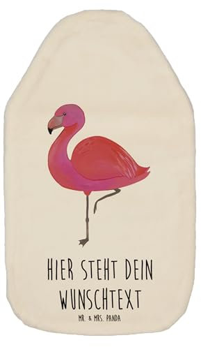 Mr. & Mrs. Panda Personalisierte Wärmflasche Flamingo Classic - Weiß