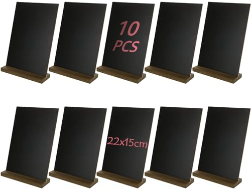 DAJAVE 10 Pcs Chalk Board Mini Chalkboard Signs, 22x15cm Small Blackboard Sign Double Sided Blackboard with Stand Tabletop Blackboards for Pricetags, Weddings, Parties, Bakery