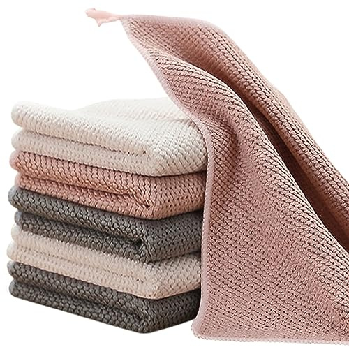 K&janet6am Dish Cloths for Washing Dishes, 6 Pack Kitchen Dish Towels, Super Absorbent Microfiber Cleaning Cloth, Barista Micofiber Cloths for Espresso Machine,12x12 Inches