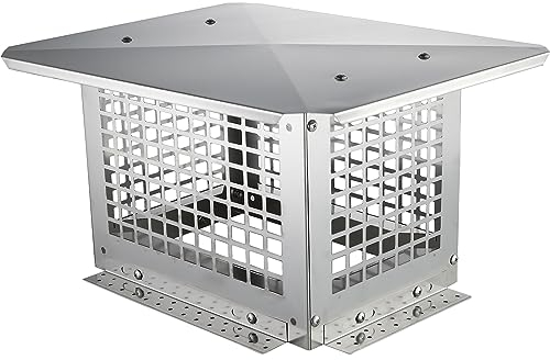 VEVOR Tappo per Canne Fumarie da Tetto in Acciaio Inossidabile Base Quadrata Accessori Inclusi, Coperchio Comignolo per Camino Antipioggia da Esterno Base 332x229 mm in Acciaio Inox, Tappo per Camino