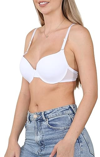 Ultra Comfort Full Cup Padded Underwire Full Coverage T Shirt Bra Great Support Everyday Wear (as8, Cup_Band, Numeric_36, c, White)