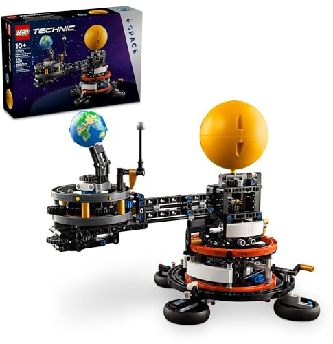 LEGO Technic Planet jord och måne i omloppsbyggnadsset, yttre rymden födelsedagspresent för 10-åringar, solsystemets rymdleksak för fantasifulla, oberoende lek, rumsinredning för pojkar och flickor