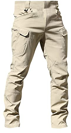 Generisch Arbeitshose Herren, Männer Taktische Hose Outdoor Camping Wandern Loose Fit Mit Multi Taschen Kniepolster Feuerwehr Bundhose Stretch Arbeitshosen Arbait Blau (M, Khaki)