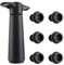 Bomba de Vino Con 6 Tapones al Vacío - Protección, Reutilizable, Ahorro y Conservación del Vino (Negro)