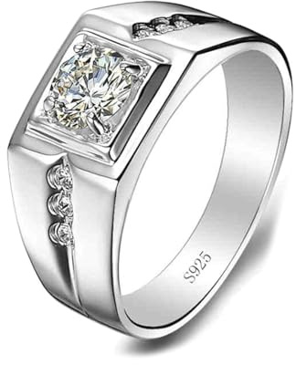 Bishilin Ring Herren Silber 925, Trauringe mit Stein 4A Zirkonia Eheringe Hochzeit Ringe für Männer