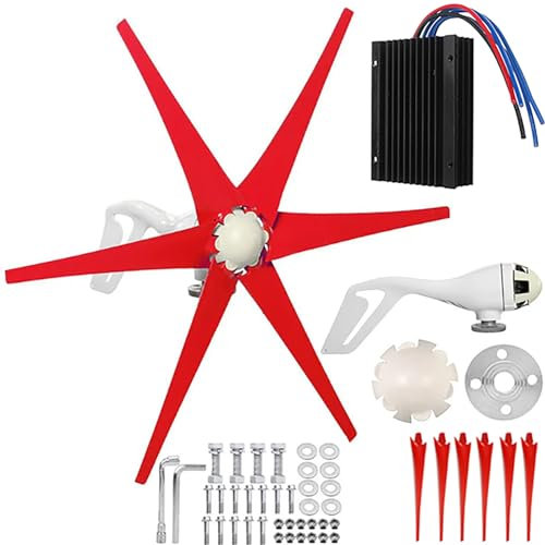 ZHOZHUT Aerogenerador 800W Kit De Turbinas Eólicas Profesionales 24V con Regulador De Carga Y 6 Palas, Generador De Viento De 800W Velocidad Nominal del Viento De 11.5m/s para Casa, Barco, Granja,12v