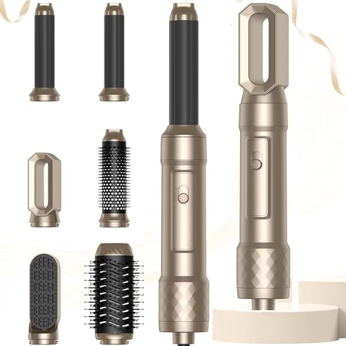 Airstyler Warmluftbürste Set für Alle Haartypen, Hair Styler set 6 in 1 mit Haartrockner Föhn,Luftstrom Rundbürsten Föhnbürste, Auto Lockenstab,Glättbürste, Haarglätter Bürste,All in One