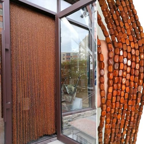 tow000ack Bambus Perlenvorhang Türvorhang Hängender Bambusvorhang Dekoration Teilervorhänge Panel Fadenvorhang für Wohnzimmer Schlafzimmer Balkontür,Breite x Höhe (Orange,140cm x 240cm(140 Stränge)