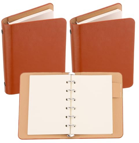 PATIKIL 2 Pack 6 Ring Binder Cover A7 mit 100 Blatt Papier Orange