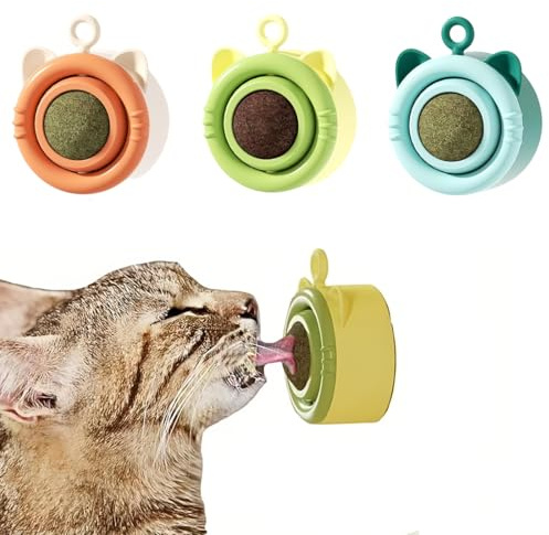 Katzenminze Balls Spielzeug, 3 Stück Katzenspielzeug Selbstbeschäftigung, Katzenminze Ball Wand Drehbare Catnip, Katzenspielzeug, Katzen leckstein