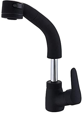 EHHXTXFWA Kitchen Sink Taps Faucet Spiral Spring Kitchen Sink Mixer Tap Low Pressure Basin Mixer Tap with Dish Rinser Matte Black Chrome