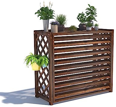 Outdoor-Klimaanlagenabdeckung, Zaun aus Holz, Blumenständer, AC-Rack-Rahmen für geteilte Klimaanlage, Schutzgitter für Heizungen, dekorative Heizkörperabdeckung, wetterfest, Abdeckung mit F