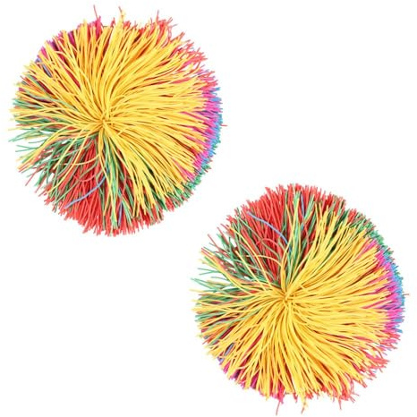 POFET Stringy Balls, Stress Balls, Sensory Fidget Stringy Balls, Mitgebsel Wuschelball, Regenbogen Bunt Pom Ball, Silikon Sensorik Bälle für Familienspiele