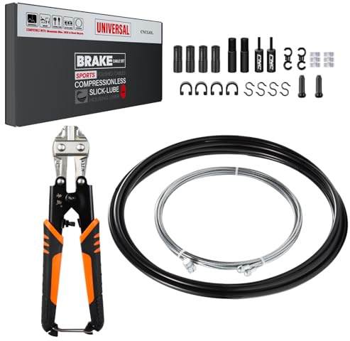 CNCLOL Fahrrad Bremszug Set, Fahrrad Bremsseil vorne/hinten mit Kabelschere - Universal Fahrrad Bremskabel 2500mm Bowdenzug Innenzug mit Öl Schlauch 3000mm Set für Rennrad, MTB, Citybike und andere