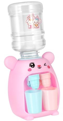 Vaguelly Mini Water Dispenser Toy for Kids, Pink Desktop Simulated Water Fountain with Dual Outlets, Suitable for Playtime and Role-playing, Cute Kitchen Appliance Toy for Boys and Girls