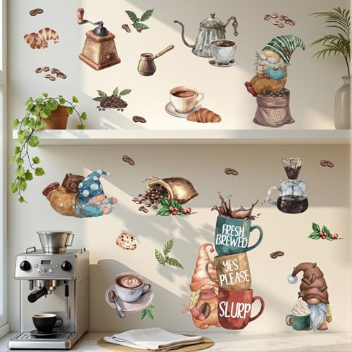 TOARTI Wandtattoo Wandaufkleber der Koch Gerichte Kaffee die Zwerge Wandsticker Vintage Wanddeko für Küche Esszimmer Kaffeetasse