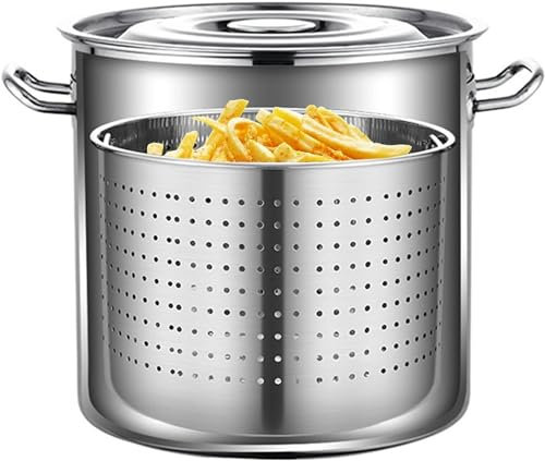 Marmite en Acier Inoxydable avec Panier pour friteuse à Dinde, Seau Anti-Fuite pour Bouillon de Fruits de mer, pour soupes, ragoûts, écrevisses, crabes et crevettes, 30 cm x 30 cm