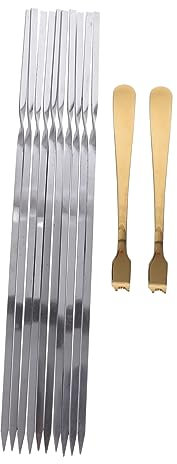 Toyvian 12pièces Kit De Brochettes Pour Barbecue Acier Inoxydable Brochettes à Viande Pour Griller Et Cuisine Domestique