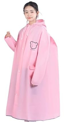 12-16 Years Teens Rain Poncho Raincoat Plain Color Buttoned Thick Hooded Raincoats for Boys and Girls Waterproof Rain Suit Kids Rainwear with Backpack Cover for School Hiking Camping (12-14 Years)