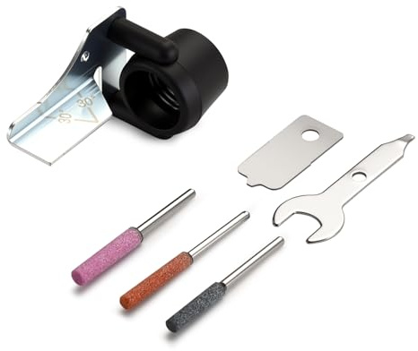 1453 Sharpening Attachment Kit for Dremel Sharpening Outdoor Gardening Tools with Grinding Stones and Sharpening Angle Guide Attachment 6Set Chainsaw Sharpening Attachment Kit