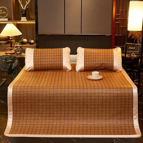 Tapete de bambú para dormir, plegable, transpirable, carbonizado, colchón de bambú antideslizante para camas individuales y dobles, ideal para uso familiar y escolar (color C, 150 cm)