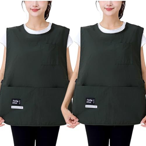 CBBEONRN 2pcs Delantal con Bolsillos Delantal Cocina Mujer para Barbacoa, Cocina, Limpieza, Hostelería, Frutería Y Trabajo - Uniforme Laboral Cómodo Y EficazJasper,One Size