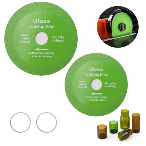 2 Piezas Disco de Corte de Vidrio 125 Baldosas Disco de Diamante Ø 22,23 mm | Discos de Corte para Baldosas para Amoladora de Ángulo Botella de Porcelana Jade Granito Verde