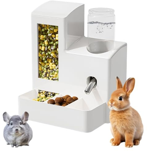 Distributore d'acqua 2 in 1 per cibo e porcellini d'India, a prova di perdite, erogatore automatico antigoccia, per abbeveratoio per porcellini d'India, cincillà, furetti, criceti e piccoli animali