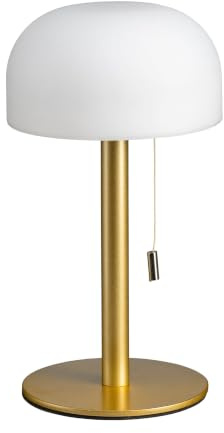 Luxus Europe - Tischlampe Bobby Gold - Kabellose LED-Tischlampe für den Innen- & Außenbereich – Zugschalter – USB-C wiederaufladbar – 3 Lichtfarben