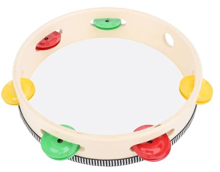 Badafaci Tamburin-Trommel, Birkenmetall-Schellen, Handschlaginstrument für Kinder und Erwachsene, Musikalische Pädagogische Hand-Performance-Glocke mit Bequemem Griff (8 Zoll)