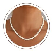 Fezodo Perlenkette Damen, Versilbert Perlen Choker Kette Silber Verstellbares Perlen Halskette Wasserfest Brautschmuck Halskette Damen Silber 925 Schmuck für Frauen Jewelry