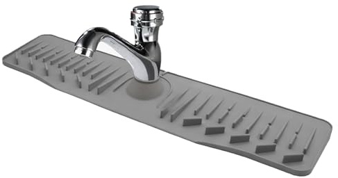 23.6 Inch Silicone Sink Splash Guard Mat, Faucet Drip Tray, Gray