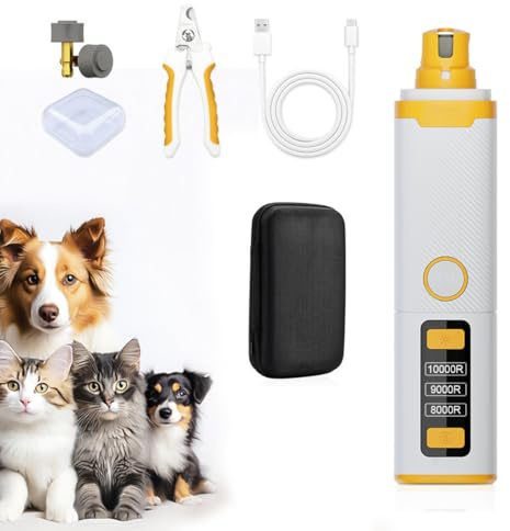 Micmetago Lime à Griffes électrique pour Chien avec LED – Silencieuse, 3 Vitesses, tête Diamant, Recharge USB-C, adaptée aux Petits et Grands Chiens