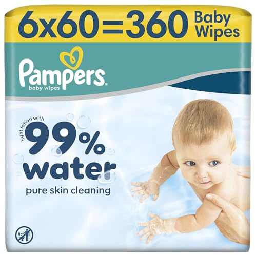 Pampers 99% Water Baby-Feuchttücher, 6x60 (360 Stück) | leichte Lotion mit 99% Wasser