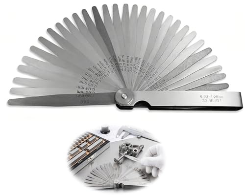 32 0,03-1,00mm/0,001-0,04 Spessimetro Di Precisione, Strumento Di Misurazione Dello Spessimetro A Lamelle In Acciaio, Spessimetro A Lamelle In Acciaio Inossidabile Misurare La Larghezza (0.03-1.00mm)
