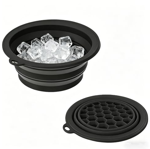 Ice Face Bowl, Face Ice Bath Bowl, Facial Bowl for Ice Therapy, Large Collapsible Oval Design with Lid, Thickened Silicone Construction for Facial Care and Travel Use