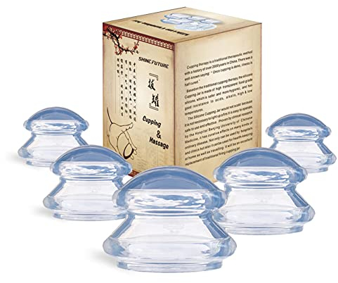 Schröpfglas Silikon Schröpfen Therapie Set Cellulite Entferner Massagegerät 5pcs Tassen Schröpfgläser Anti Aging Anti Cellulite Cup für Gesicht und ganzen Körper (5PCS)