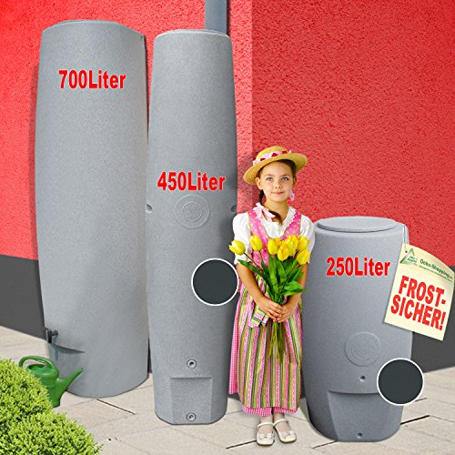 Regentonnen Regewassertonnen Säule - das schlanke Regen-Wasser-Tonne! Regespeicher Regenbechälter. Kompakt und Praktisch mit viel Volumen auf Kleinster Stellfläche! (Anthrazit, 450L)